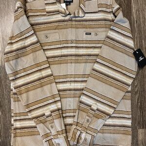 O'Neill Striped Shirt Jacket in Beige, Brown and Tan